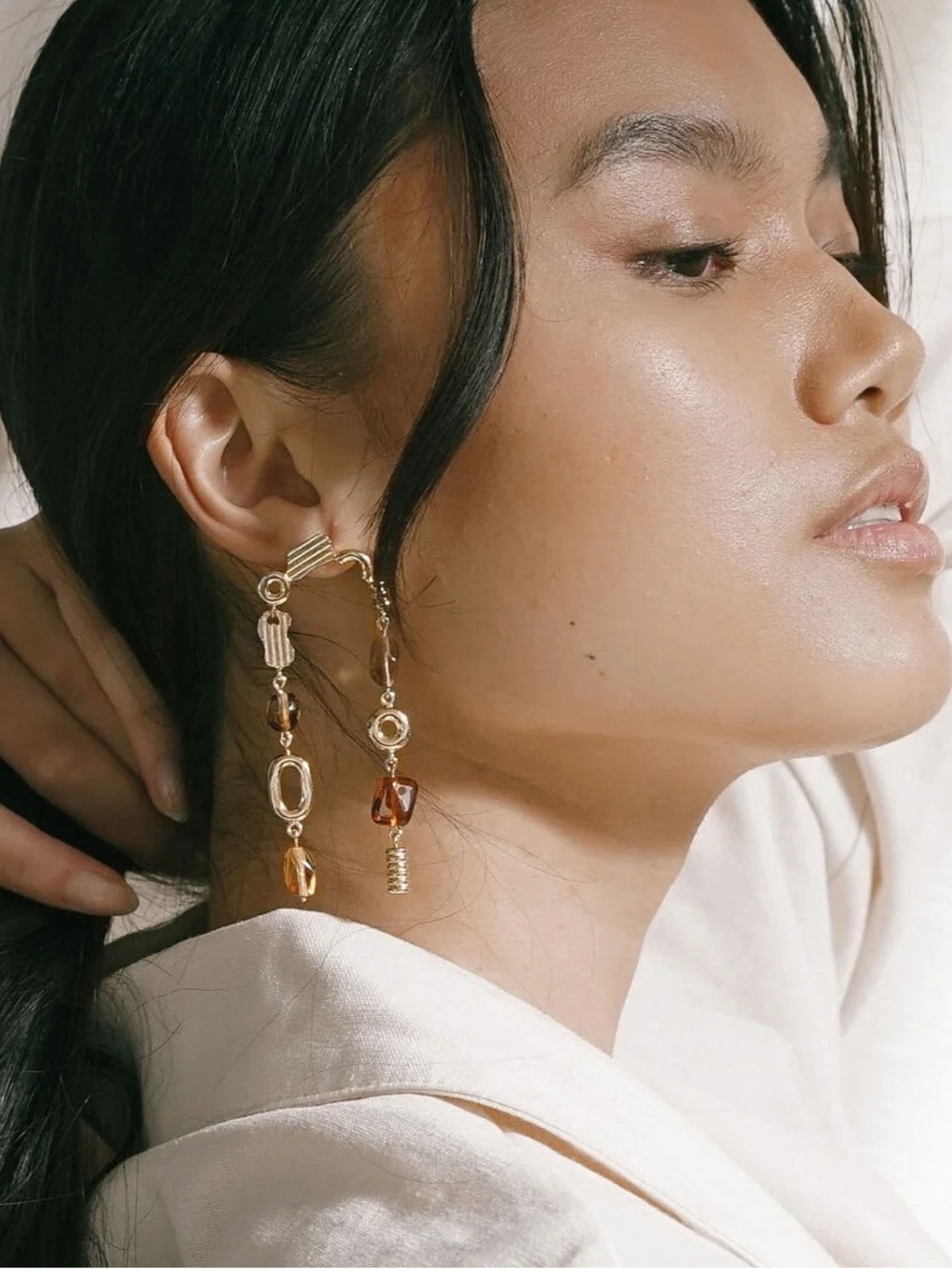 Lindsay Lewis Avery Gold-Tone Earrings with Amber and Brown Beads